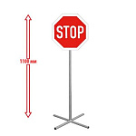 РК НАПОЛЬНЫЙ ДОРОЖНЫЙ ЗНАК "ДВИЖЕНИЕ БЕЗ ОСТАНОВКИ ЗАПРЕЩЕНО" 250х250х1100