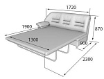 Премьер  Диван 3-х местный раскладной с правым подлокотником (1730 х 900 х 900 (1300х1870))