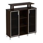 801-522 шкаф для документов, две стеклянные двери в алюминиевой рамке + ниши (142.7х45х153.1)