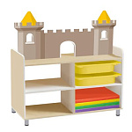 РК Тумба для игрушек и пособий 7 двусторонняя на ножках с 4-мя контейнерами и матами 890х600х1000мм