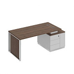 БР111 Bravo Стол руководителя на опорной тумбе (левый/правый) с декоративной вставкой 198x90x75