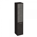 KSU1.2R Шкаф высокий узкий правый (1 низкая дверь ЛДСП,1 средняя дверь стекло) (400х430х2060)