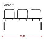 КФ Вектор 32/2 PL трехместная секция 151.5х77х61.5 см