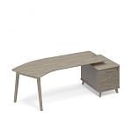 ТМ В2 132 Стол эргономичный на тумбе малой (тип 5) WOOD правый 245.8x100x75.6 