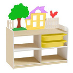 РК Тумба для игрушек и пособий 4 односторонняя на цоколе с 2-мя контейнерами  890х450х1000мм