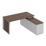 БР108 Bravo Стол руководителя на опорной тумбе (левый/правый) с декоративной вставкой 200x180x75