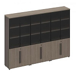 РС 328 Шкаф для документов со стеклянными дверями (стенка из 3 шкафов) (271x46x198)