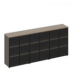 РС 311 Шкаф для документов средний со стеклянными дверями (стенка из 3 шкафов) (271x46x121)