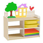 РК Тумба для игрушек и пособий 4 односторонняя на цоколе с 2-мя контейнерами и матами 890х450х1000мм