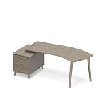 ТМ В2 129 Стол эргономичный на тумбе малой левый (тип 5) WOOD 225.8x100x75.6