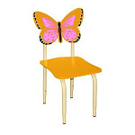 РК122 Стул детский на м/к регулируемый Бабочка оранжевый-розовый
