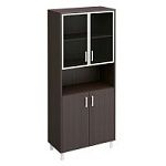 Born430-823-1 шкаф для документов, двери стеклянные в рамке+дсп с замком+ниша (90.2х45х207.4)