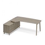 ТМ В2 123 Стол эргономичный на опорной тумбе левый (тип 4) WOOD 216.4x161.2x75.6