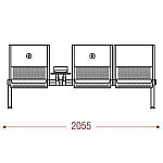 КФ Вояж БП PU  трехместная секция 205,5х84х75 см