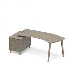 ТМ В2 129 Стол эргономичный на тумбе малой левый (тип 5) WOOD 225.8x100x75.6