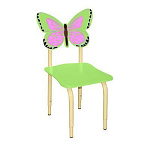 РК122 Стул детский на м/к регулируемый Бабочка лайм-розовый