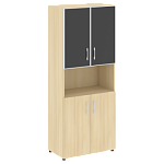 LTST1.4R black Шкаф высокий широкий (стекло лакобель черное в раме)  (800х450х1197)