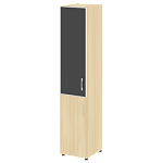 LTSU1.2R R/L black  Шкаф высокий узкий (стекло лакобель черное в раме) (400х450х1987)