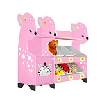 РК Стеллажная наклонная система хранения 35/7 с декорацией розовая (серия Оленёнок)