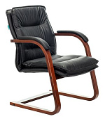БР T-9927WALNUT-AV Кресло посетителя на полозьях, кожа/дерево