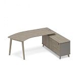 ТМ В2 126  Стол эргономичный правый с тумбой (тип 5) WOOD 216.4x159.2x75.6 