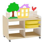 РК Тумба для игрушек и пособий 5 двусторонняя на колесах с 4-мя контейнерами 890х600х1000мм