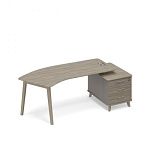 ТМ В2 130 Стол руководителя правый тумба малая (тип 5) WOOD эргономичный 225.8x100x75.6