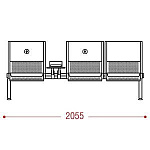 КФ Вояж БП PU  трехместная секция 205,5х84х75 см