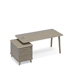 ТМ В2 109 Стол руководителя левый (тип 2) WOOD на опорной тумбе 196.4x164.2x75.6 