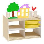 РК Тумба для игрушек и пособий 5 двусторонняя на цоколе с 4-мя контейнерами  890х600х1000мм