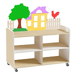 РК Тумба для игрушек и пособий 4 односторонняя на колесах 890х450х1000мм