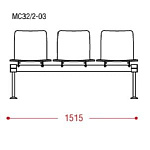 КФ Вектор 32/2 PL трехместная секция 151.5х77х61.5 см