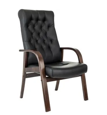 БР T-9928WALNUT-CF Кресло посетителя на полозьях, кожа/дерево