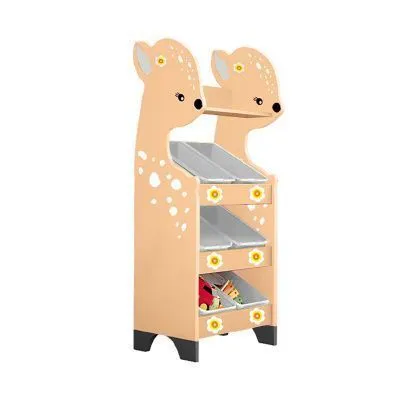 РК Стеллажная наклонная система хранения 30/4 с декорацией светло-коричневая (серия Оленёнок)