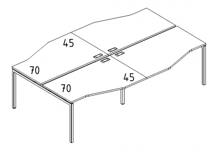 А4 2 189-2 Рабочая станция со столами эргономичными "Техно"на м/к DUE (4х120) 240x184x75 