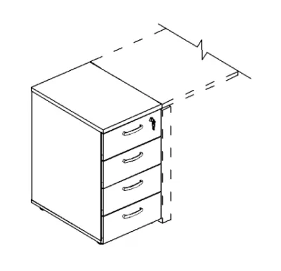 А4 9222 Тумба приставная 4-х ящичная с замком 42x80x75