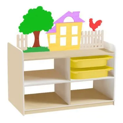 РК Тумба для игрушек и пособий 5 двусторонняя на цоколе с 4-мя контейнерами  890х600х1000мм