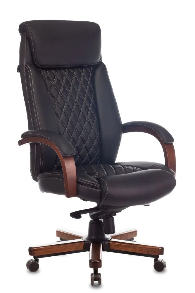 БР T-9924WALNUT Кресло руководителя, кожа/ дерево