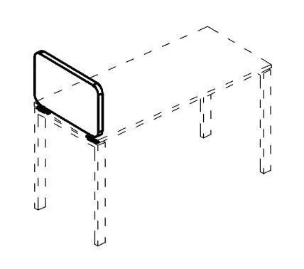 А4 884 Экран настольный боковой тканевый с мягким наполнителем с кронштейнами 90x36.6x3.6