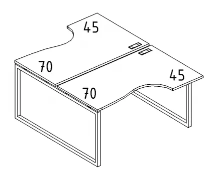 А4 4 184 Рабочая станция со столами эргономичными "Классика" м/к QUATTRO (2х140) 140x184x75