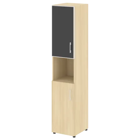 LTSU1.4R R/L Black Шкаф высокий узкий (стекло лакобель черное в раме) (400х450х1987)