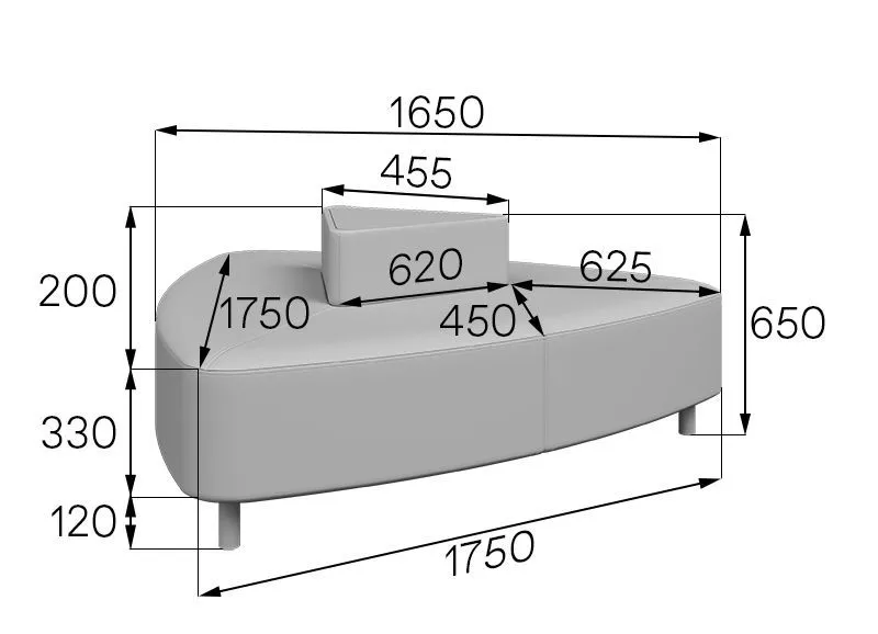 Юнит Диван 6-местный (1750х1650х650)