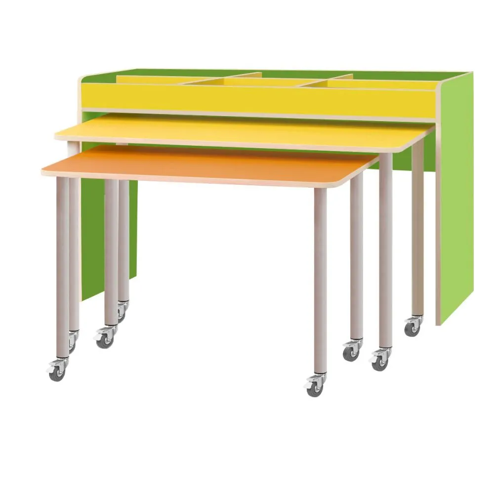 РК647 КОМПЛЕКТ.СТОЛЫ ДЕТСКИЕ НА ПОВОРОТНЫХ КОЛЁСНЫХ ОПОРАХ