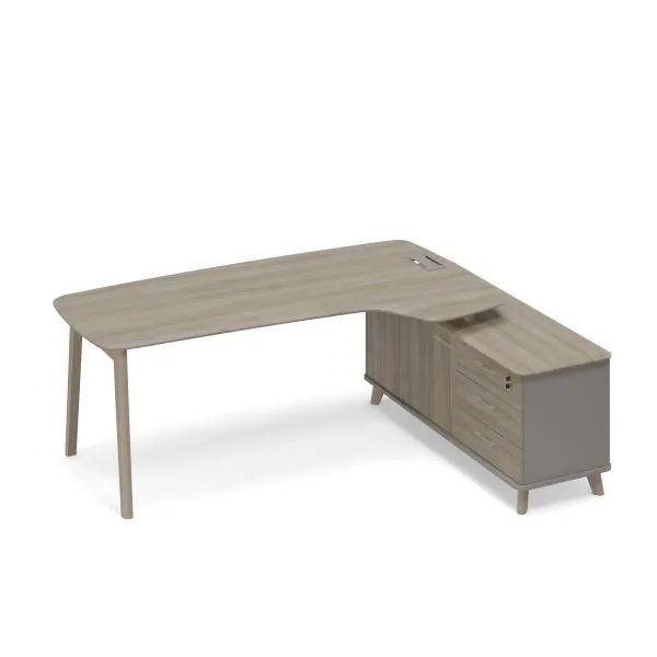 ТМ В2 124 Стол эргономичный правый на опорной тумбе (тип 4) WOOD 216.4x161.2x75.6