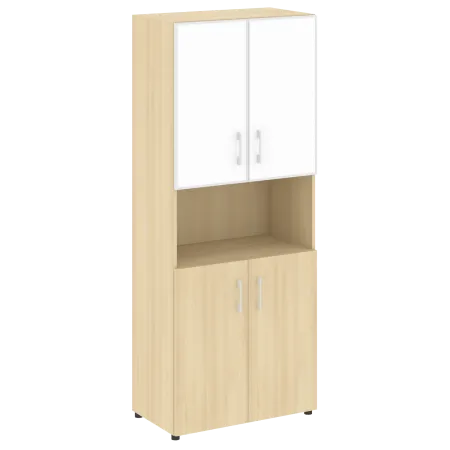 LTST1.4R white Шкаф высокий широкий (стекло лакобель белое в раме)  (800х450х1197)