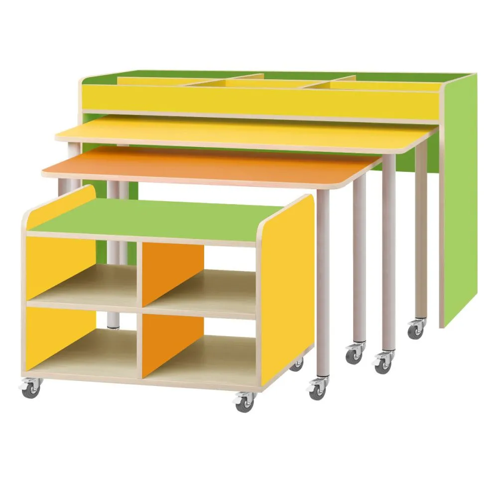 РК648 КОМПЛЕКТ.СТОЛЫ ДЕТСКИЕ НА ПОВОРОТНЫХ КОЛЁСНЫХ ОПОРАХ