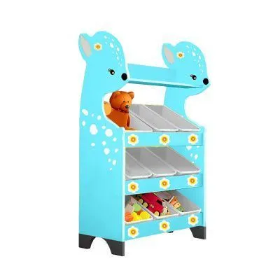 РК Стеллажная наклонная система хранения 31/6 с декорацией бирюзовая (серия Оленёнок)