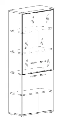 А4 9380 Шкаф для документов со стеклянными прозрачными дверьми в алюминевой рамке (78х36.4х193)