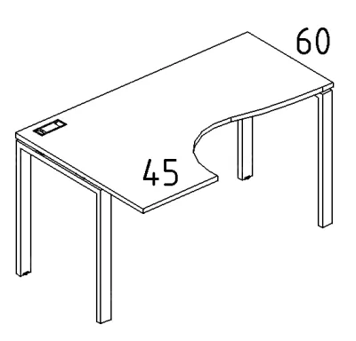 A4 1 035 Стол эргономичный левый "Классика" на м/к  UNO (160x90x75)