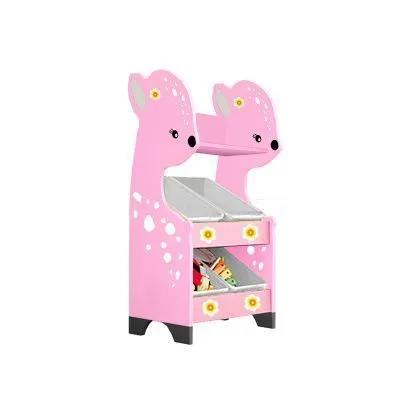 РК Стеллажная наклонная система хранения 35/3 с декорацией розовая (серия Оленёнок)